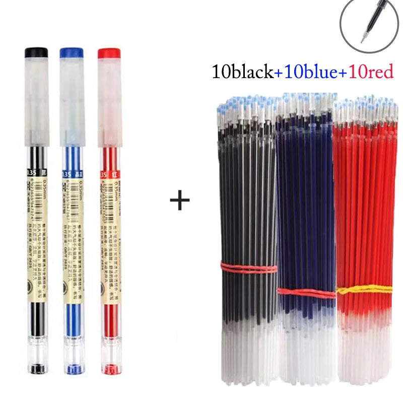 Japan Fine Point Pen 0.35mm Black Blue Red Ink Gel Pen Ballpoint Pen School Office Student Writing Stationery Supply