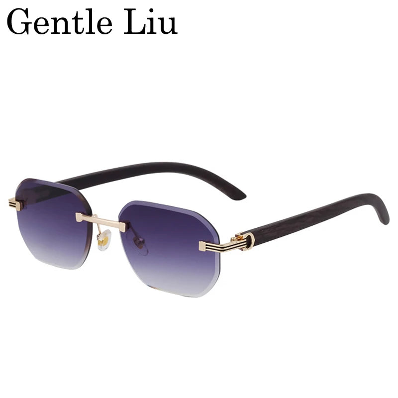 Rimless Square Sunglasses for Men — UV400 Anti-Blue-Light