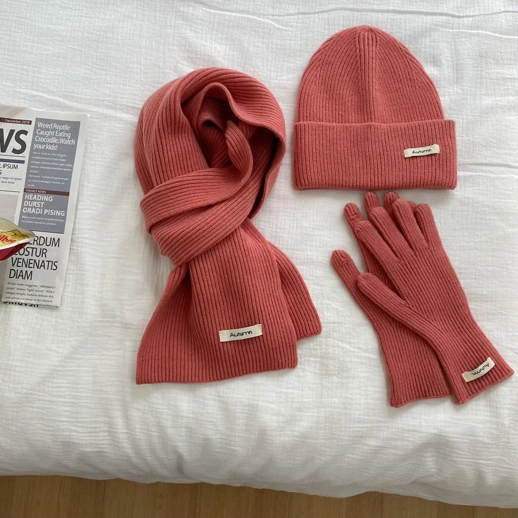 Women's Knit Hat, Scarf & Gloves - Solid Color 3 Piece Winter Set - photo 6