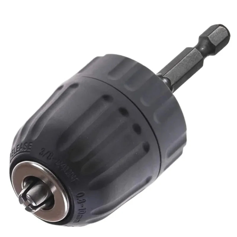Keyless Drill Chuck Converter, 3/8 "- 24UNF Thread, Quick Change Adapter, 1/4" Hex Shank