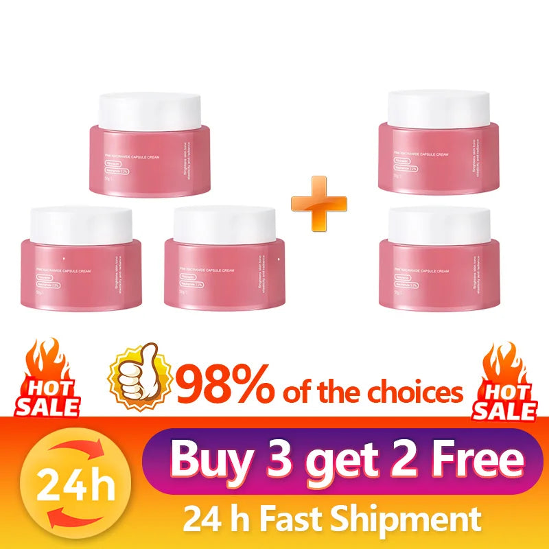 Korean Pink Collagen PDRN Capsule Cream – Niacinamide Face Moisturizer for Even Skin Tone | Lightweight Non-Greasy