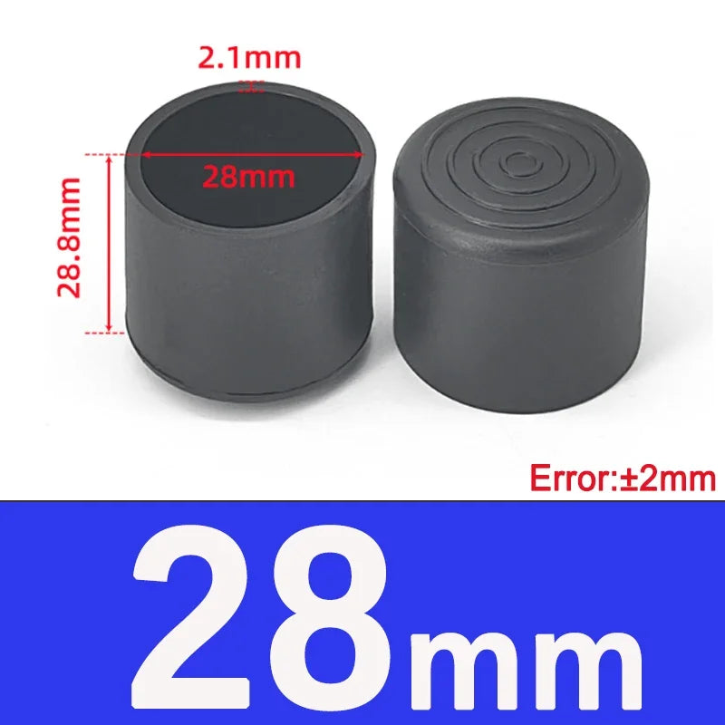 1-20Pcs Round Black PVC Soft Rubber Pipe Sleeve Tube Cap Table Chair Foot Pad Protective Cover 6 8 10 12 14 16 20 22 25 28-100mm