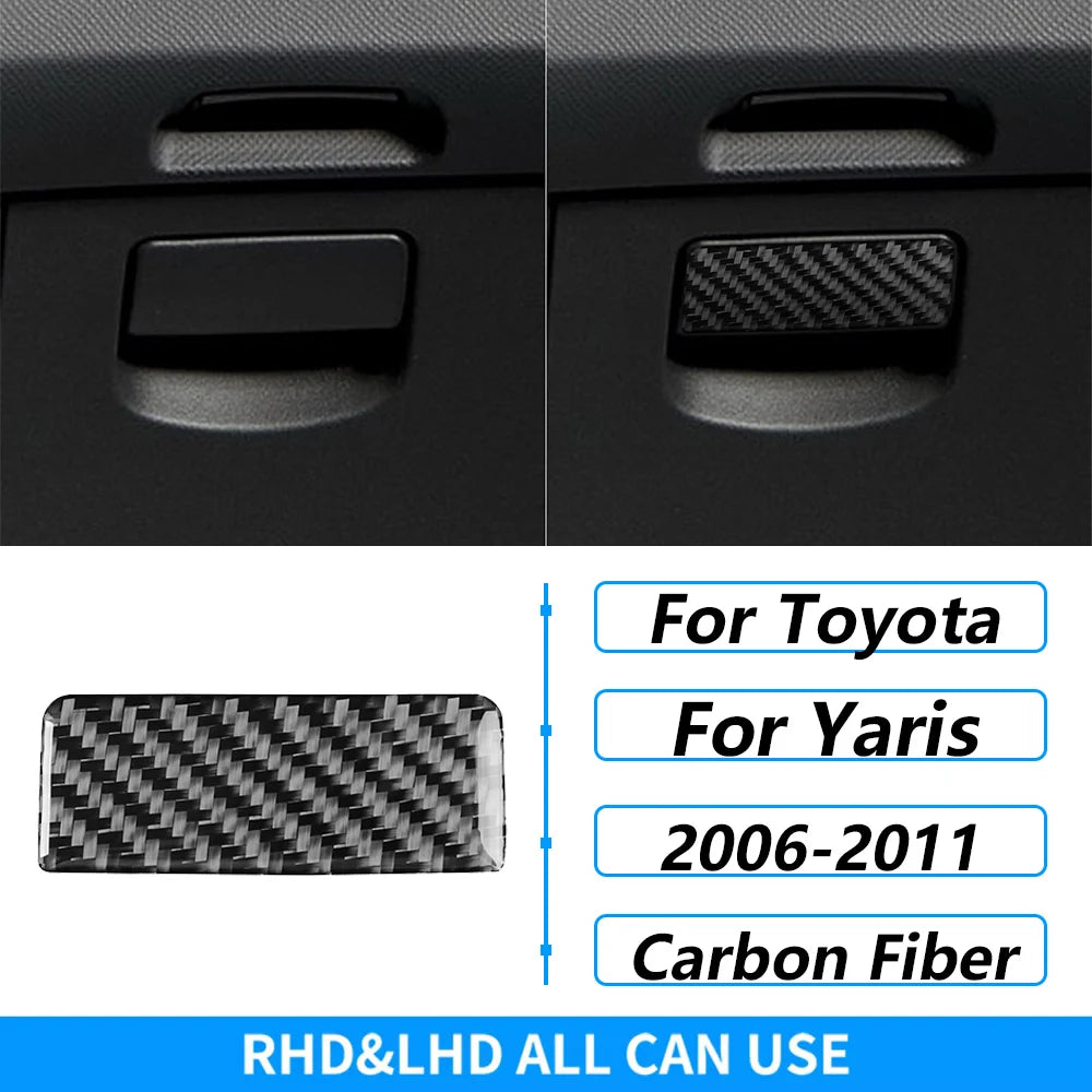 For Toyota Yaris 2006-2011 Carbon Fiber Central Control AC CD Air Outlet Gear Shift Panel Cover Trim Set Car Accessories Sticker