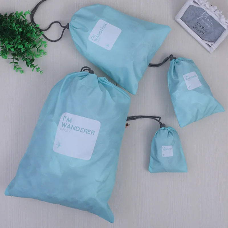 4 Pcs/Set Travel Waterproof Drawstring Storage Bags for Clothes Shoes Toys Multi Purpose Home Organize Pouches