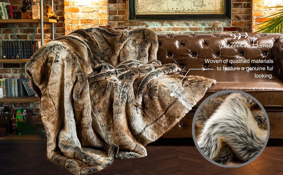 Faux Fur Throw Blanket, Fluffy Plush Sofa Throw