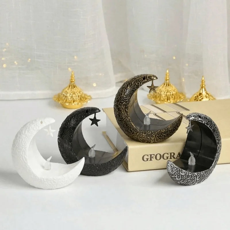 1pc Middle East Eid al Fitr Star Moon Electronic Candlestick Arab Ramadan Candle Night Light Home Restaurant Decoration Ornament