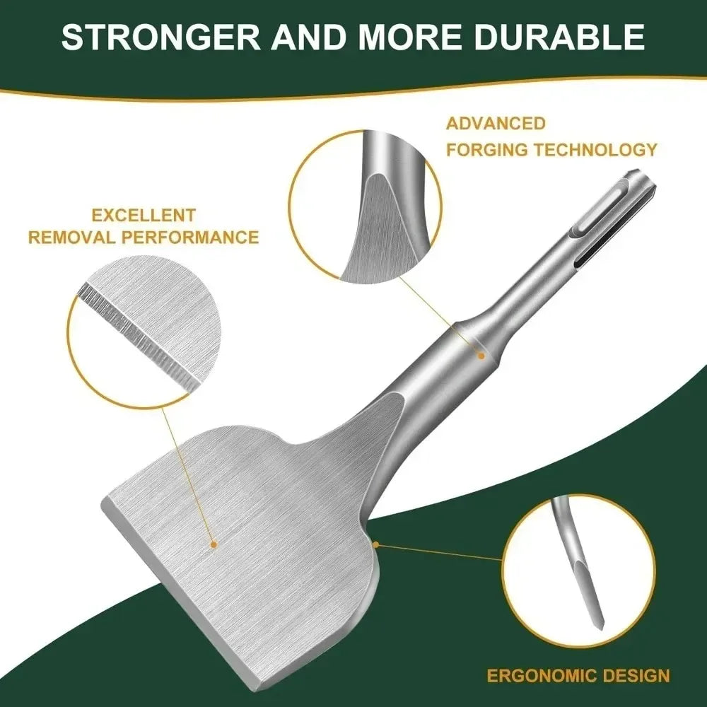 Tile Chisel SDS Plus 17x180/260x75mm 25° Bending, Professional Tile Chisel For All SDS Plus Impact Hammers And Electric Hammers