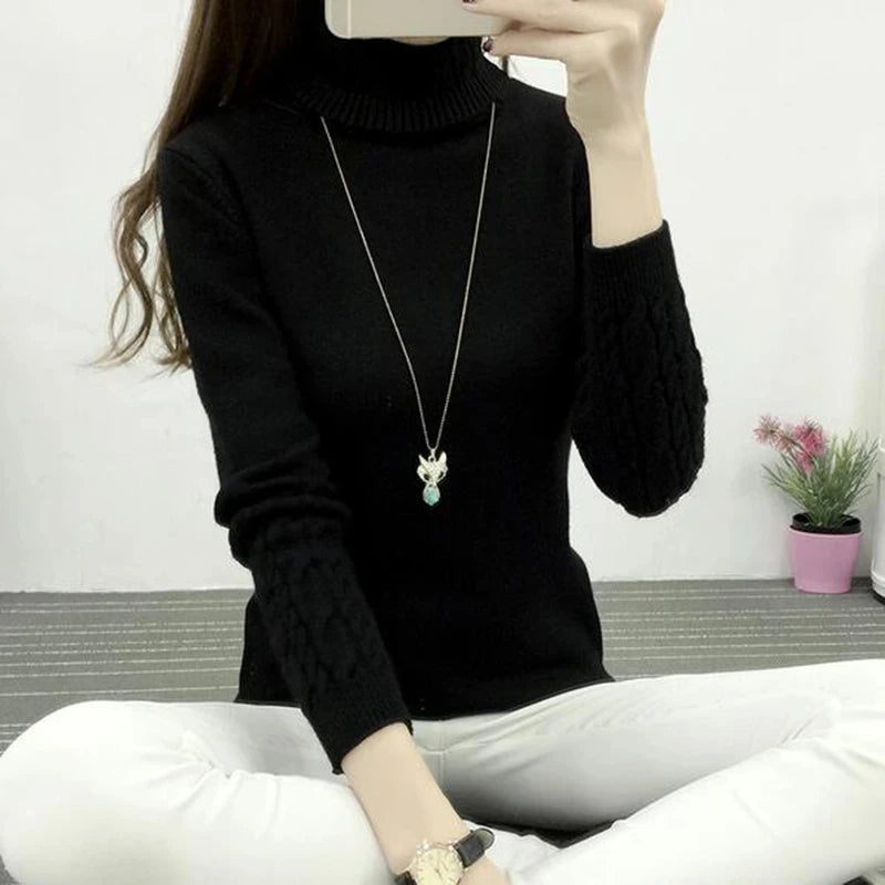 Women's Turtleneck Knit Sweater - Long Sleeve Pullover Jumper - photo 3
