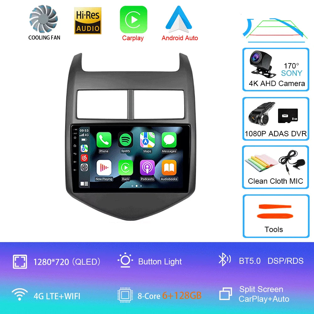 Android 16 Car Radio CarPlay Auto Multimedia Player For Chevrolet Aveo 2 Sonic T300 2011-2015 Navigation GPS 2din Stereo Audio