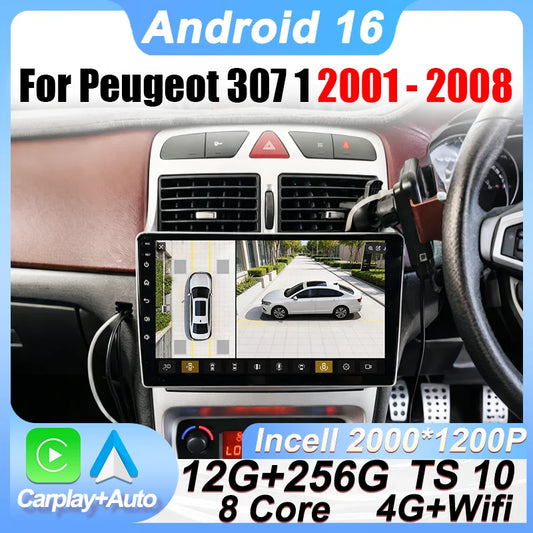 Car Stereo with Apple CarPlay & Android Auto, Compatible with Peugeot 307