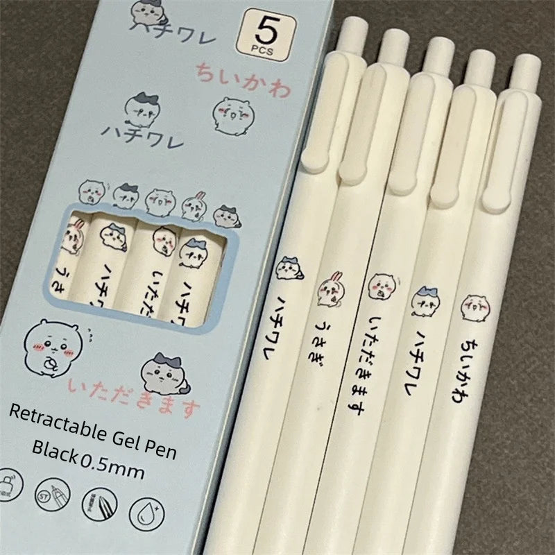 Cute Chiikawa Gel Pen Set | 0.5mm Black Ink, Ideal for Students & Chiikawa Fans, Perfect Back-to-School Gift & Present for Frien