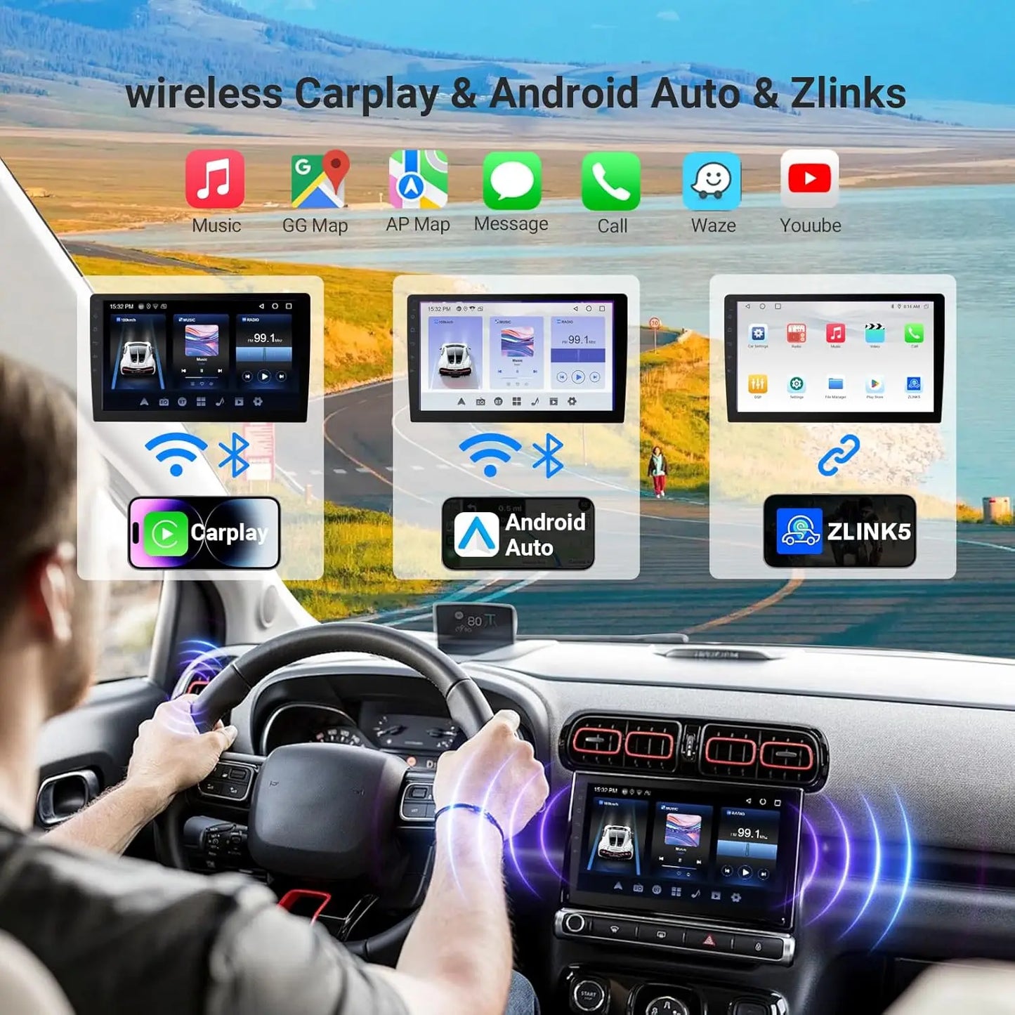 LEHX  7/9/10'' 4GB-64GB 2Din Android 15 Carplay Auto Car Radio Multimedia Stereo For toyota Hyundai Kia Volkswagen Jeep Fiat