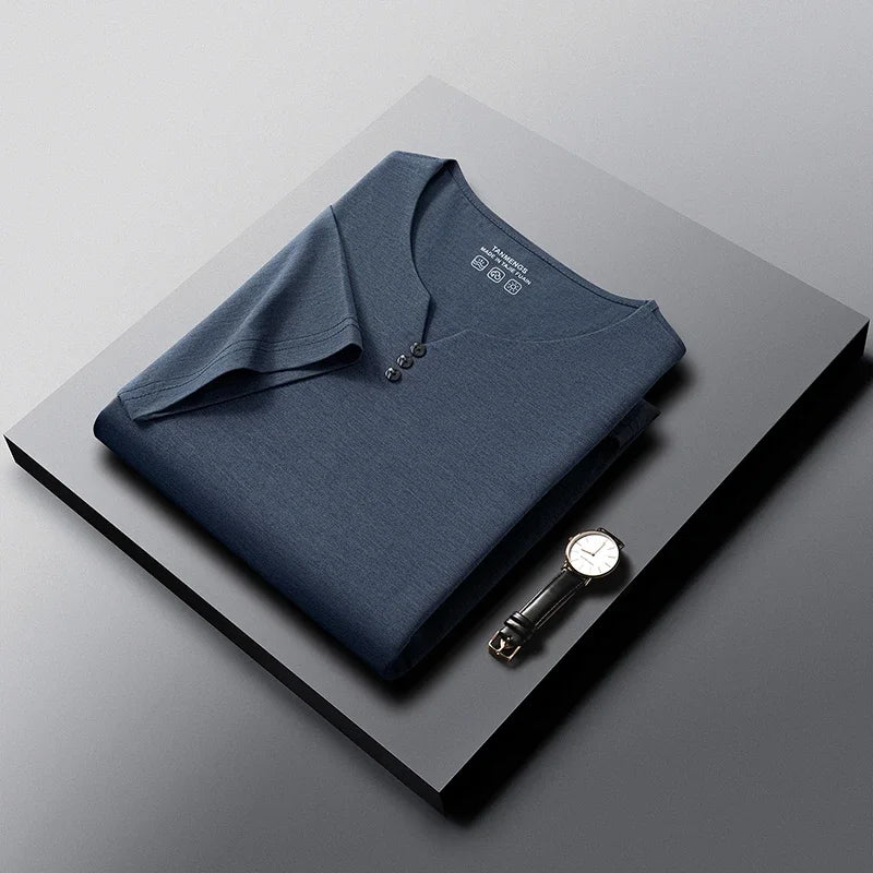 Men's Classic Henley Tee - Button Detail, Casual to Semi-Formal