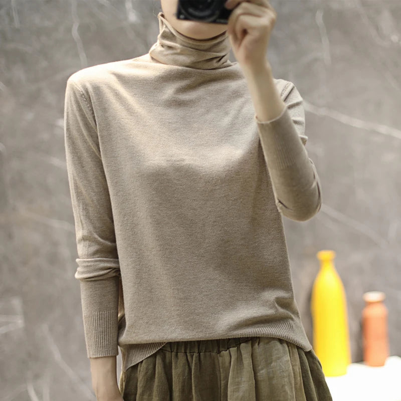 Women's Slim Fit Turtleneck Sweater - Long Sleeve Knit Pullover - photo 3