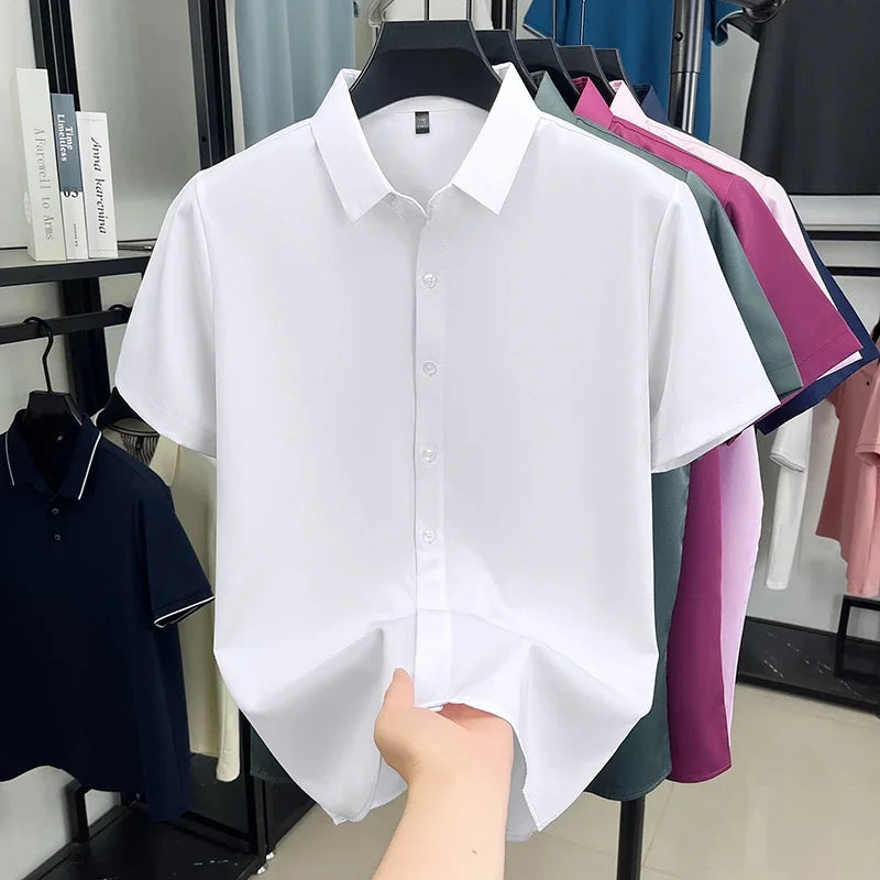 Men's Short-Sleeve Dress Shirt - Slim Fit, Wrinkle-Free Breathable