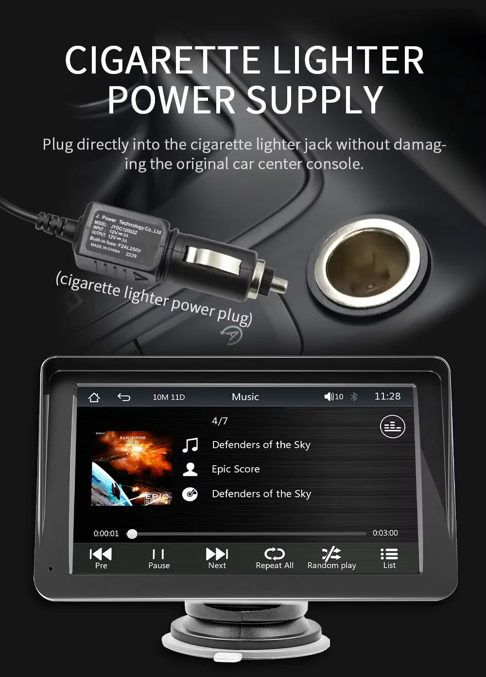 BQCC 7" Portable Car Stereo — Wireless CarPlay & Android Auto Touchscreen, Universal Fit