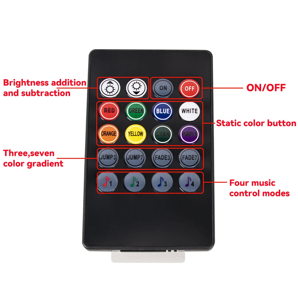 RGB LED Car Interior Ambient Light Strip – 36/48/72 LED Remote & App Music Control | USB or Cigarette Lighter | Atmosphere Foot Light