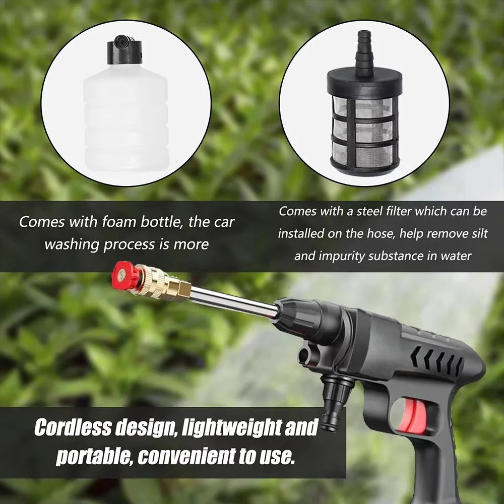 300W Cordless Pressure Washer — 60Bar Foam Car Wash Machine