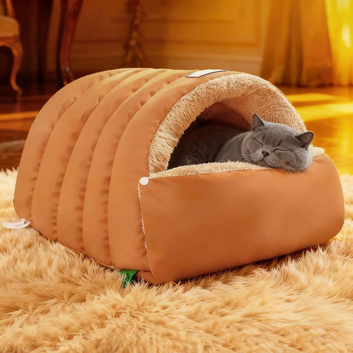 Semi-Enclosed Pet Cave Sleeping Sack - Washable Nest