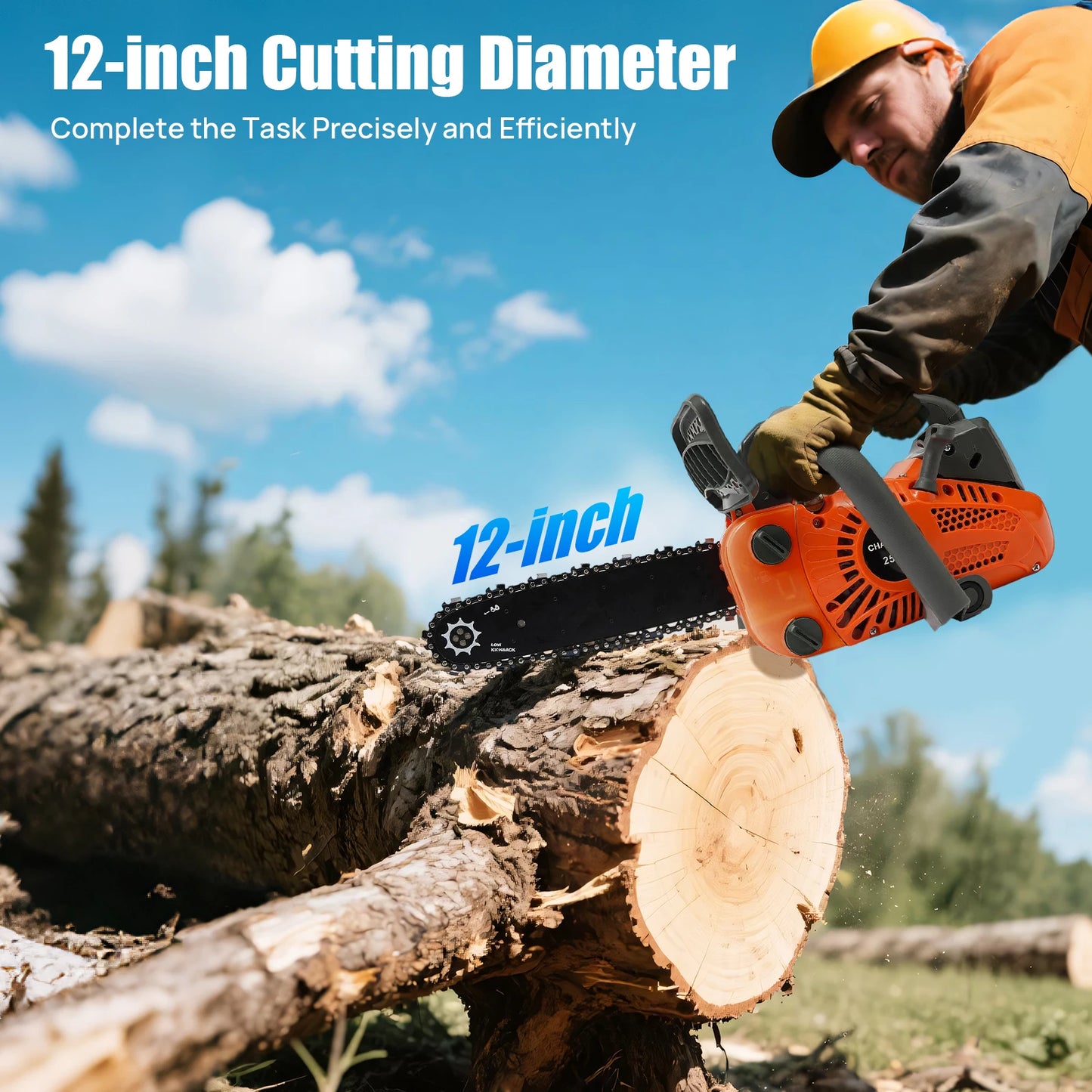 Top-Handle 25.4cc Gasoline Chainsaw – 2-Stroke Engine Logging & Wood Cutting Power Tool