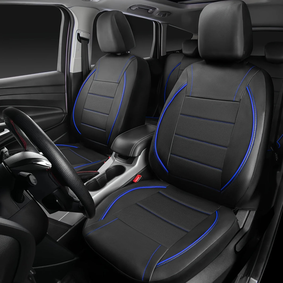 Universal Leather Car Seat Covers Simple Style Breathable Full Set or Front Pair