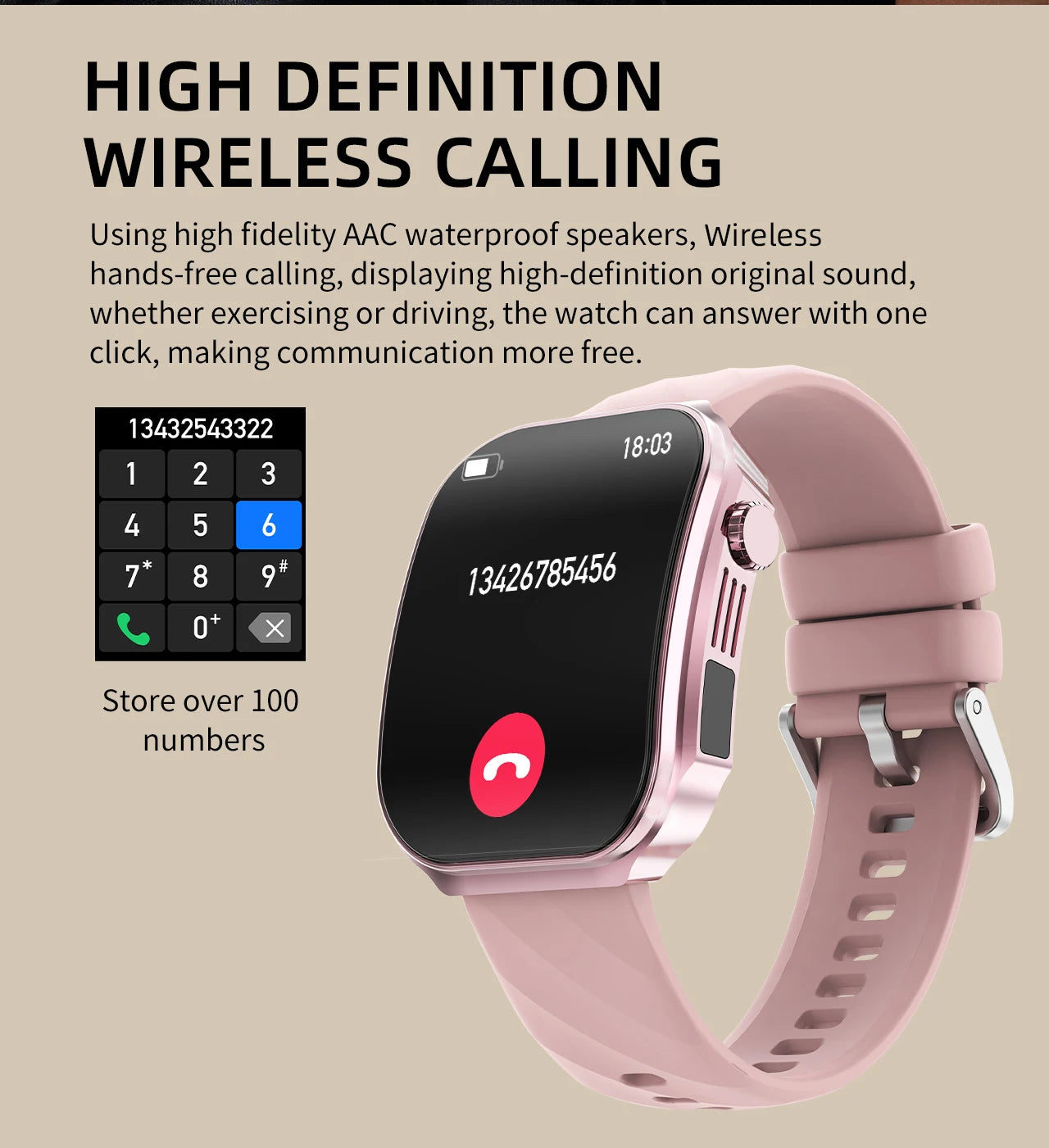 LIGE BWU15 Smart Watch – 2.2" 3D Curved Screen, BT Calling, Heart Rate, Blood Oxygen & 100+ Sports Modes | IP67