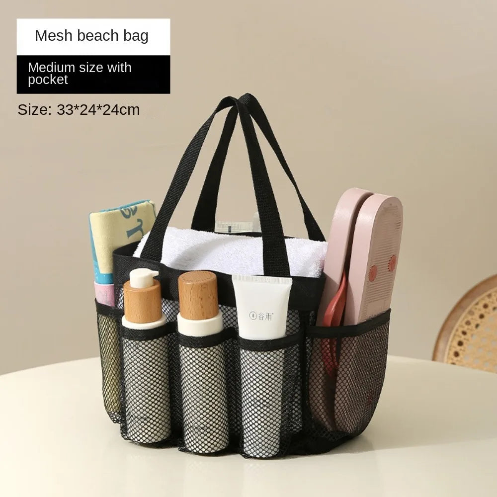 Hot Sale Large Capacity Mesh Wash Bag Large Capacity Shopping Bag Totes Shoulder Bag Foldable Portable Beach Handbags