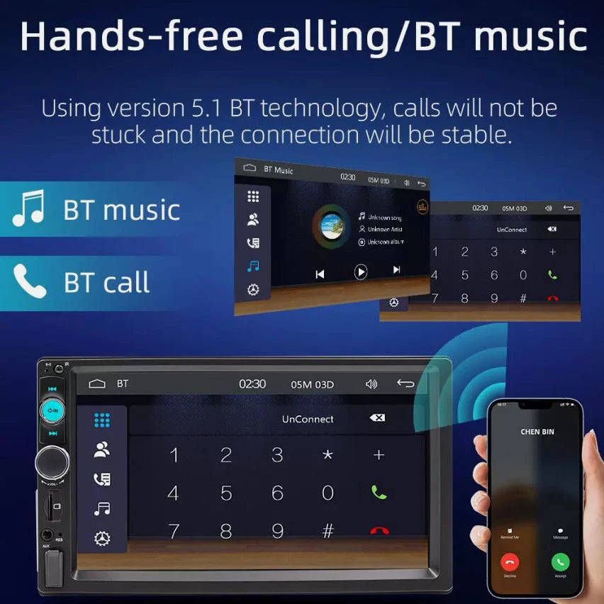 New Quality 7inch Single 1Din Touchscreen Car Stereo Radio With Handle Remote Control Camera For Apple/Android CarPlay Bluetooth