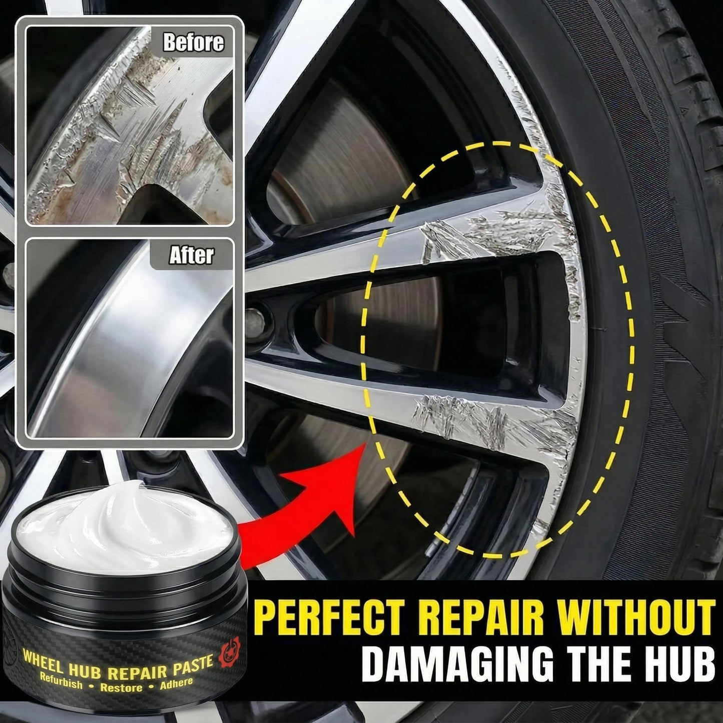 Car Wheel Rim Scratch Repair Paste — Alloy Refurbishment Kit