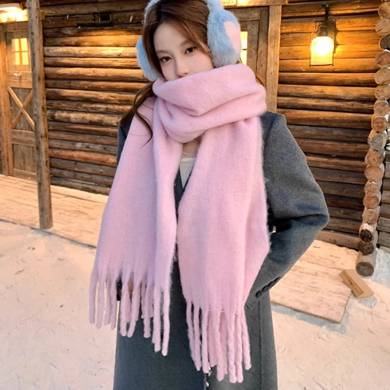 Women's Pastel Tassel Blanket Scarf - Cashmere-Feel Winter Wrap - photo 9