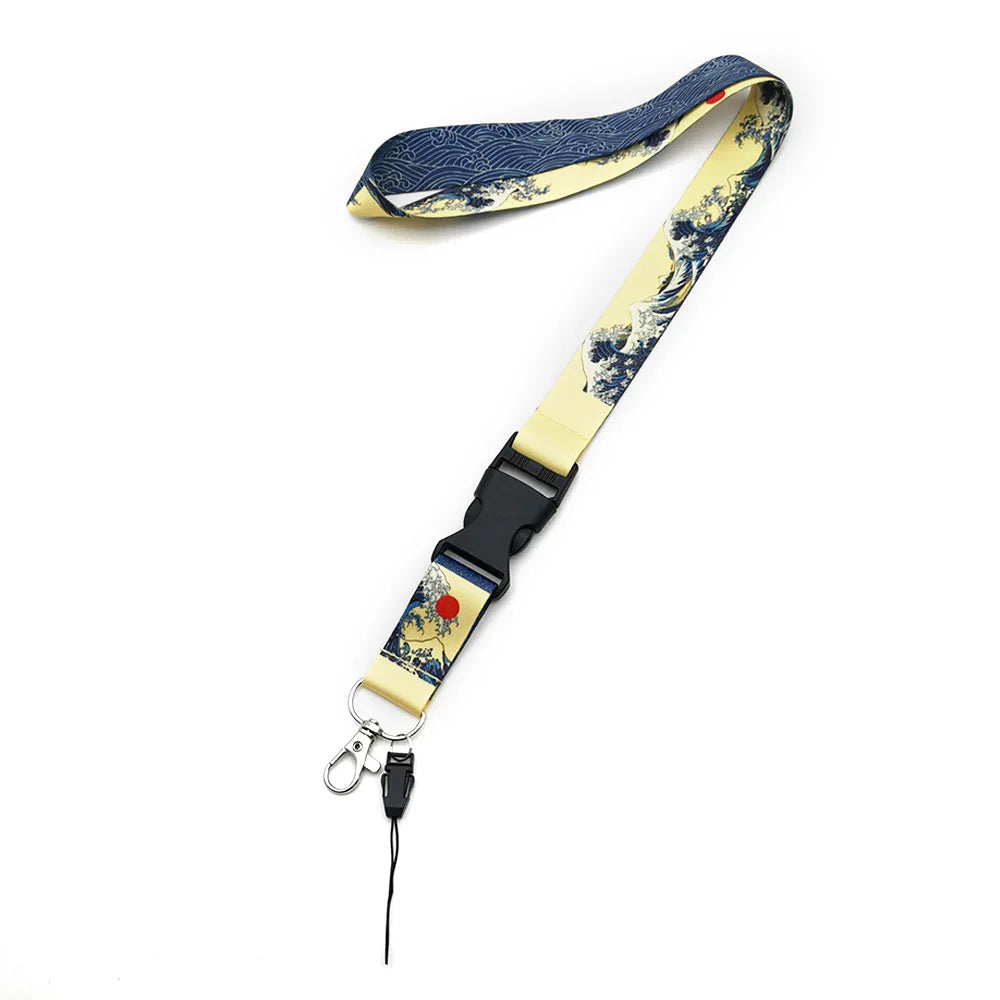 Hokkaido Waves Series Keychain Nylon Thermal Transfer Key Ring Strap Lanyard Jdm Modified for Honda Toyota Moto Auto Accessories