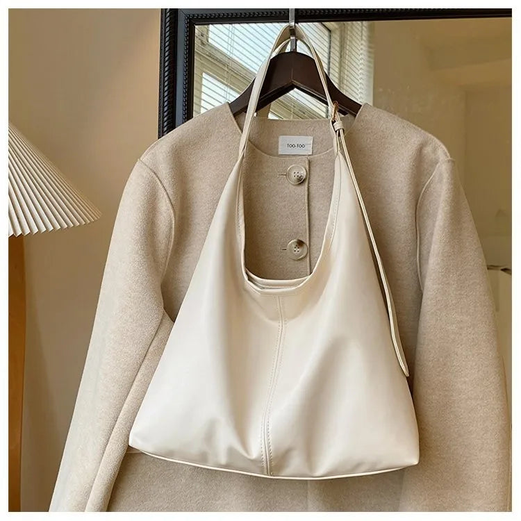 Women's Retro Large Tote Bag - Simple Structured Shoulder Bag - photo 6