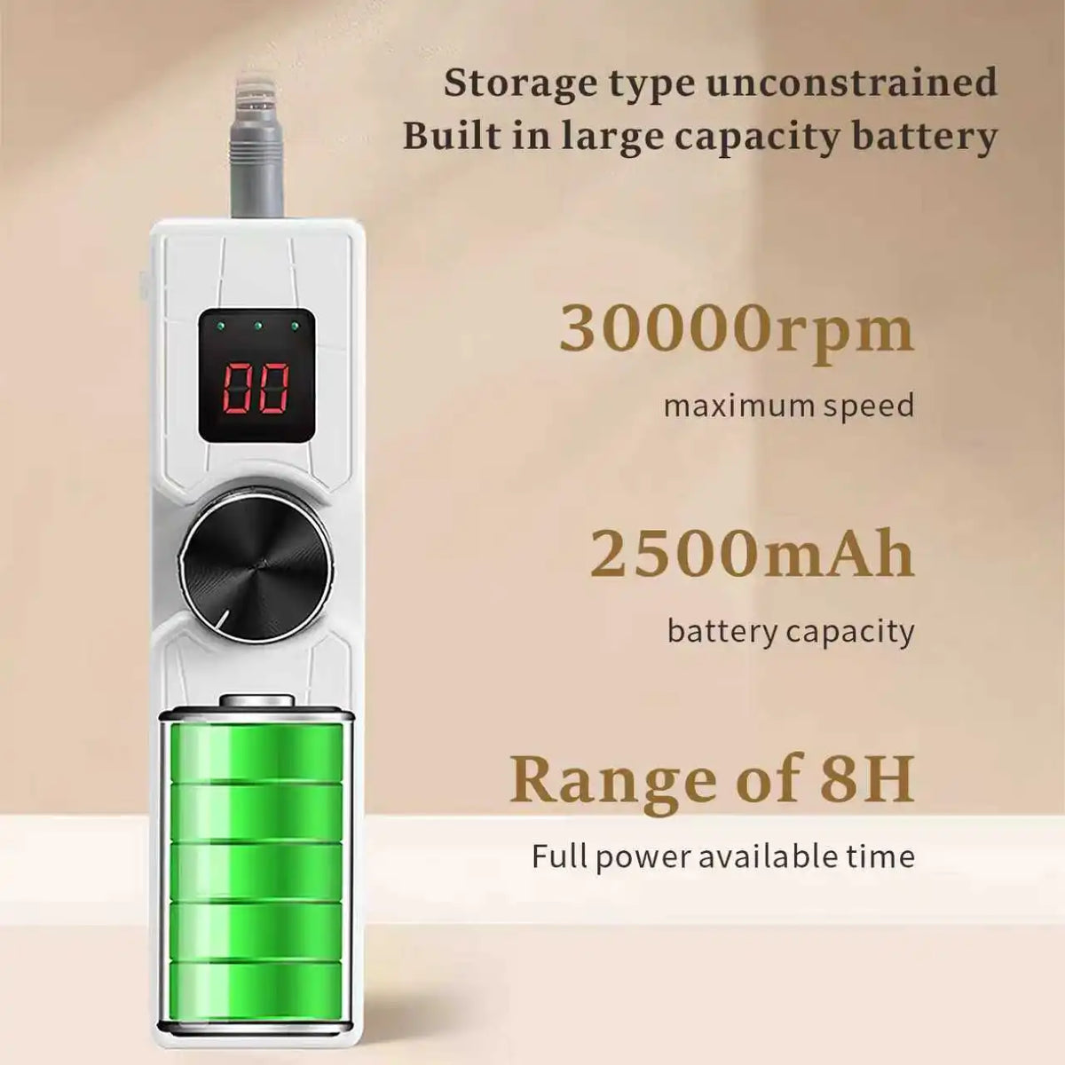 Nail Drill 30000 RPM Rechargeable Nail Grinder, Used to Remove and Polish Acrylic Gel, Nail Care Motor, Nail File, Foot Care
