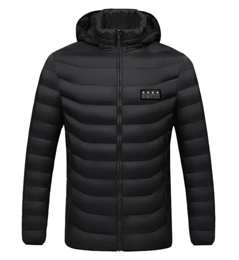 Men's Heated Hooded Winter Jacket, 21 Heating Zones