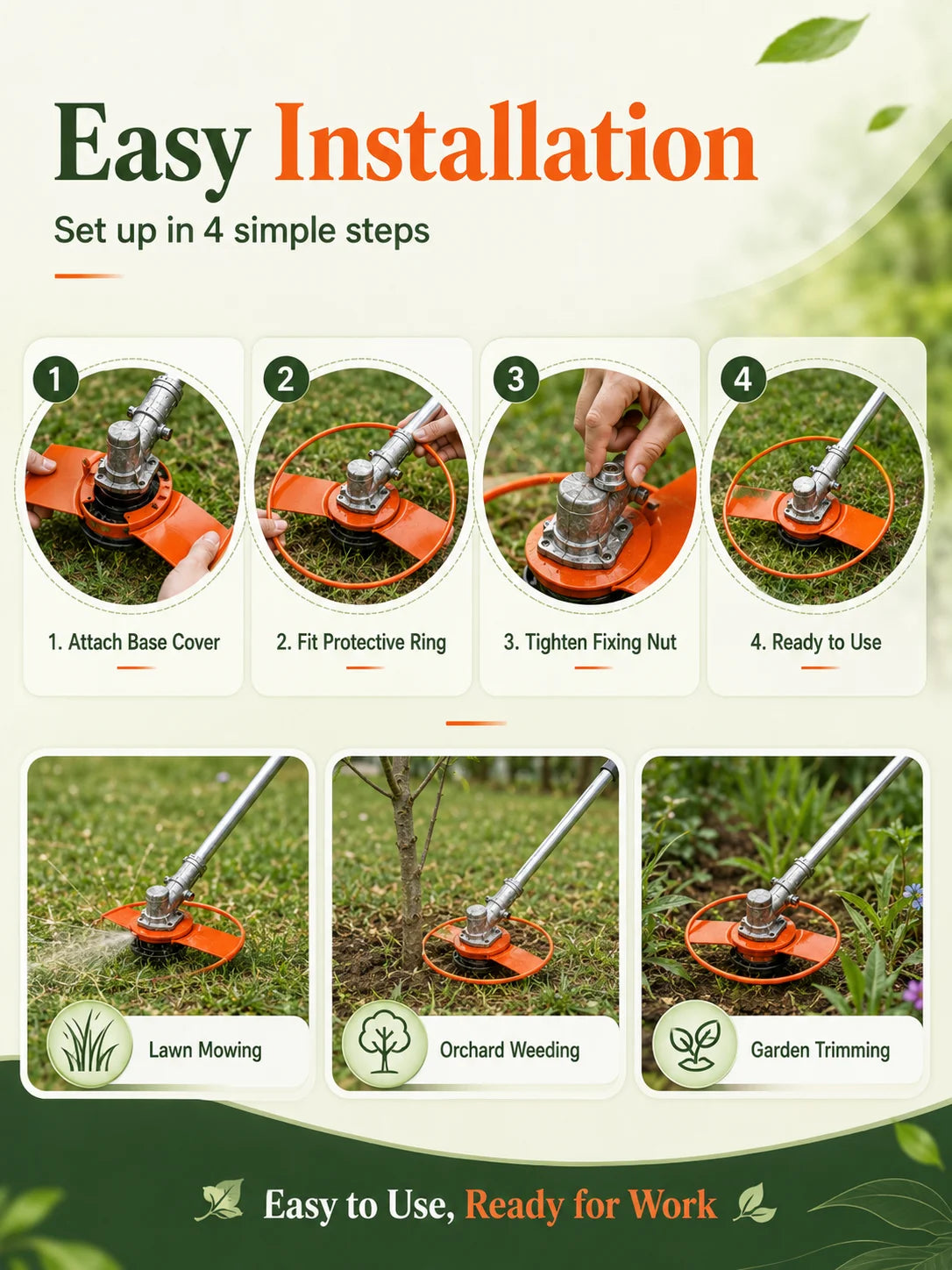 Grass Trimmer Cover, Seedling Protection Lid, Lawn Mower Blade Protector for Garden Orchard Edge Cutting Tool Accessories
