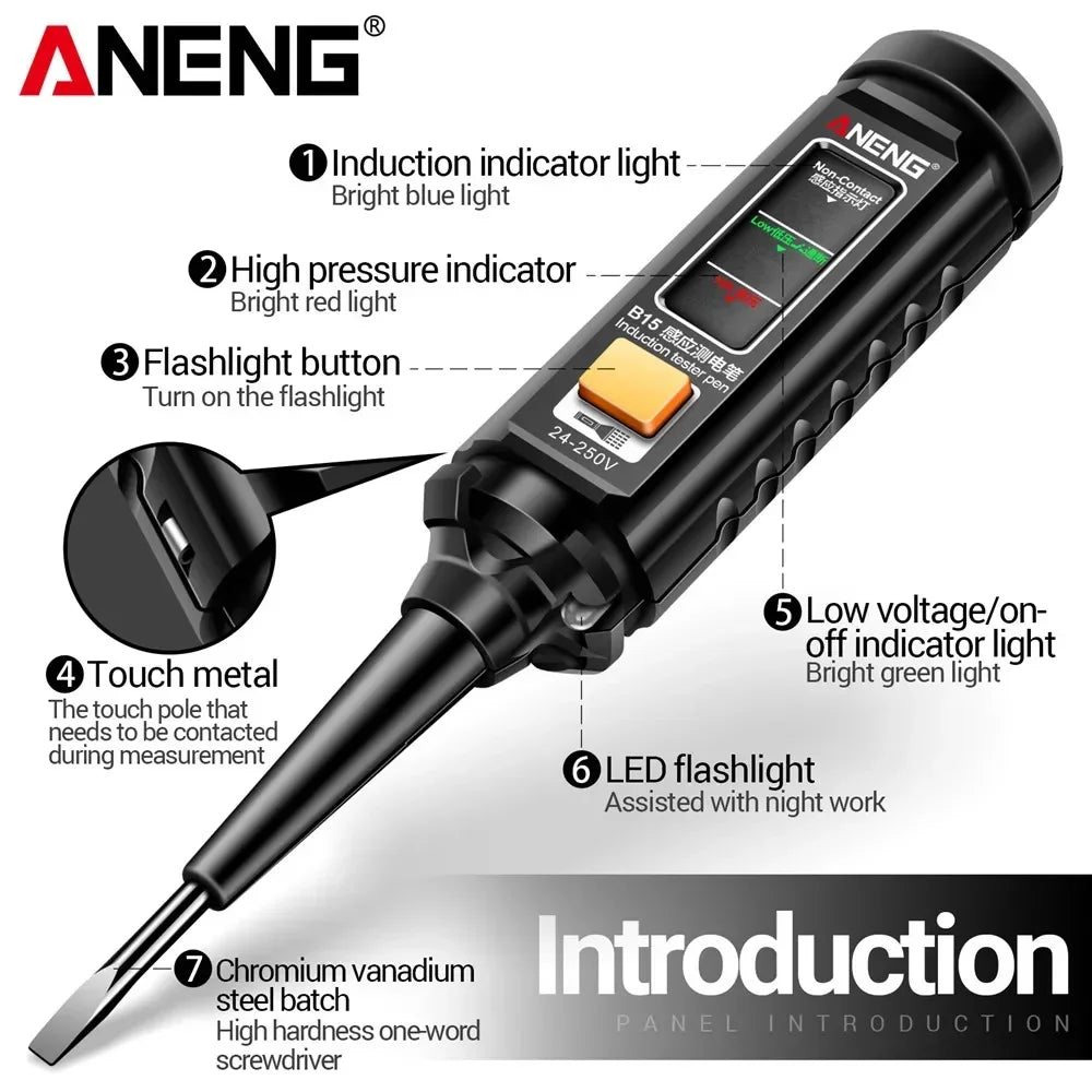 ANENG B15 Multifunction Voltage Tester Pen Detector Induction AC 24V-250V Voltmeter NCV Wire Line breakpoint electrician Tools