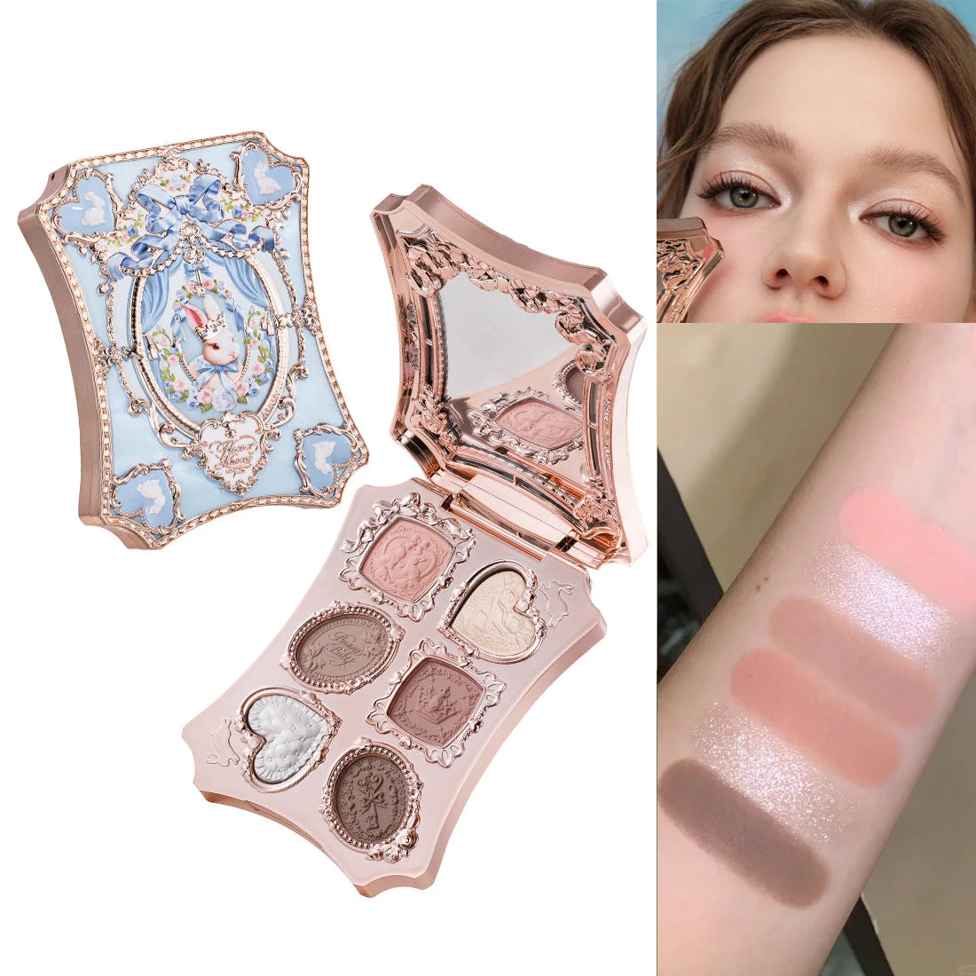Flower Knows 2026 Bunny Garden Makeup Palette – Cute Rabbit Eyeshadow, Blush & Highlight All-in-One