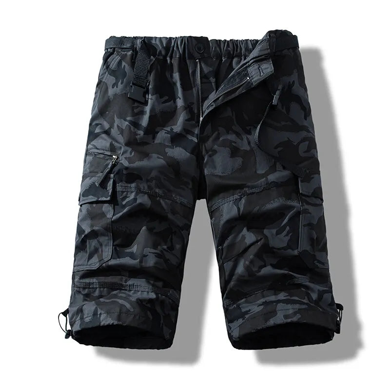 Men's Cotton Knee-Length Work Shorts — Loose Straight Casual Shorts