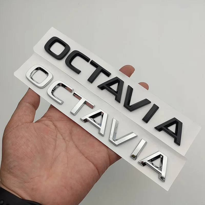 3D ABS Chrome Black Logo Octavia Emblem Letters Car Rear Trunk Badge Octavia 1 2 3 4 A5 A7 MK3 Octavia Sticker Accessories