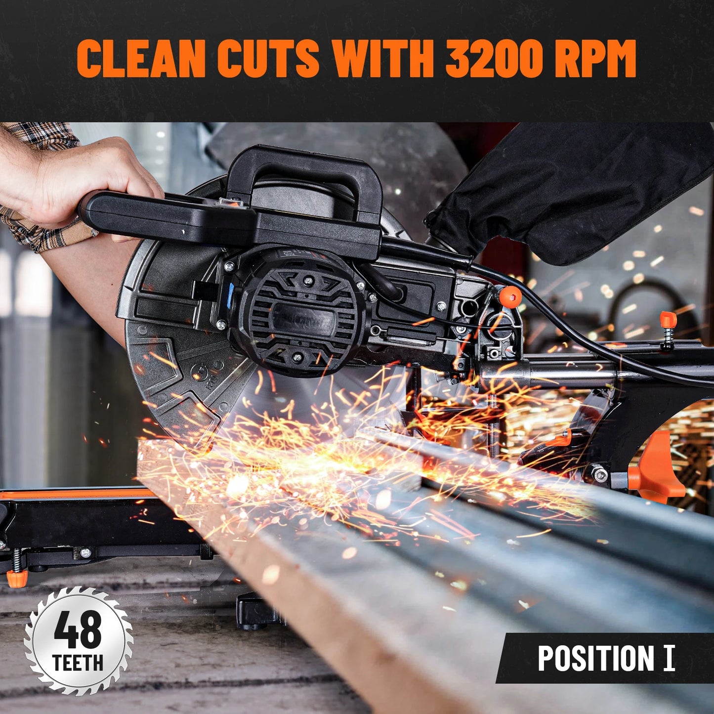 DOVAMAN 10" Sliding Miter Saw — Dual-Mode Cutter with Laser & 3 TCT Blades