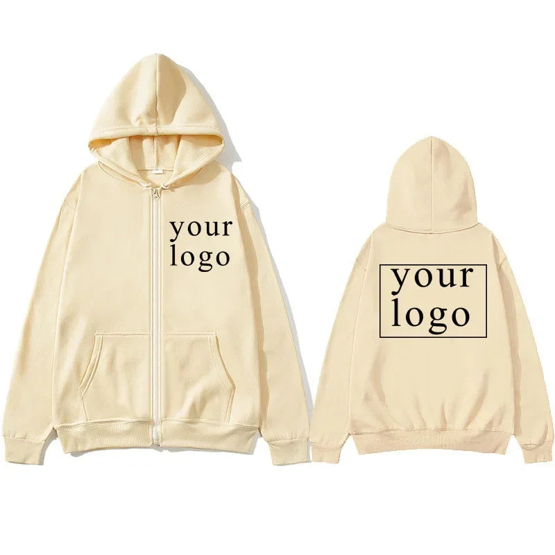 Custom Print Zip-Up Hoodie, Add Your Own Photo or Logo