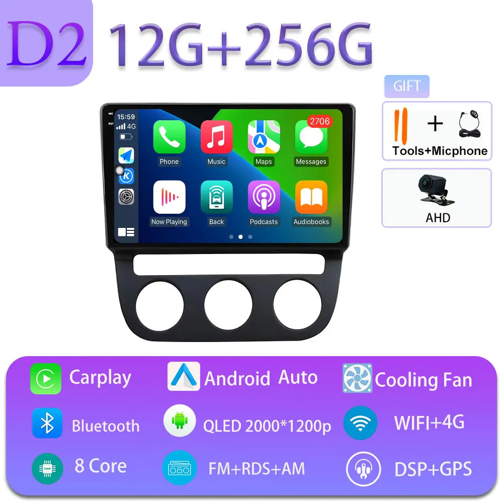 Android Car Stereo for VW Golf Mk5, Jetta GLI, Rabbit 1K (2006–2010) — CarPlay, Android Auto, GPS, 4G, WiFi
