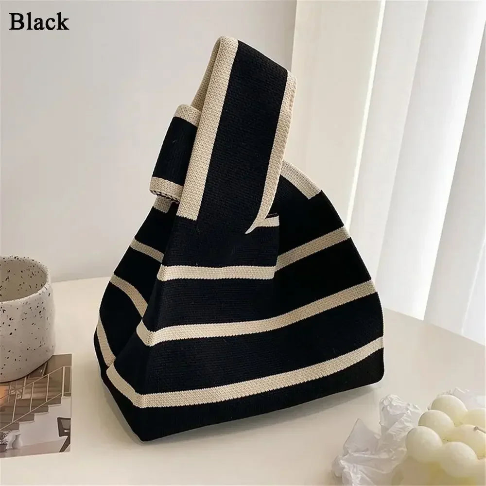 Cat Knit Handbag Fashion Knit Handmade Shopping Bags High-capacity Knot Wrist Bag Girls
