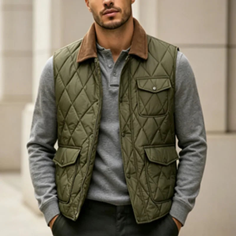 Men's Stand Collar Padded Vest - Sleeveless Winter Zip Waistcoat - photo 5