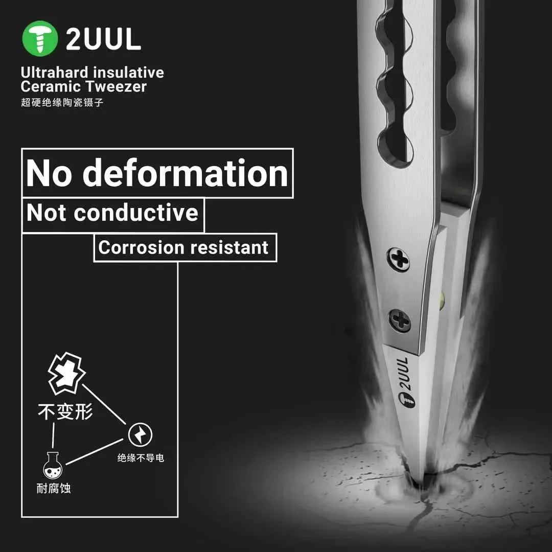 2UUL TW31 Ultrahard insulative Ceramic Tweezer Anti-Static For Mobile Chips Tweezers Mobile Phone/CPU/IC/PCB Repair Tweezers