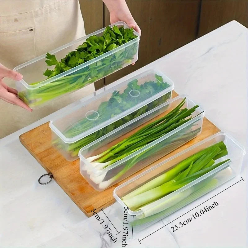 4-Pack Long Fridge Storage Containers - Clear Stackable Bins - photo 3