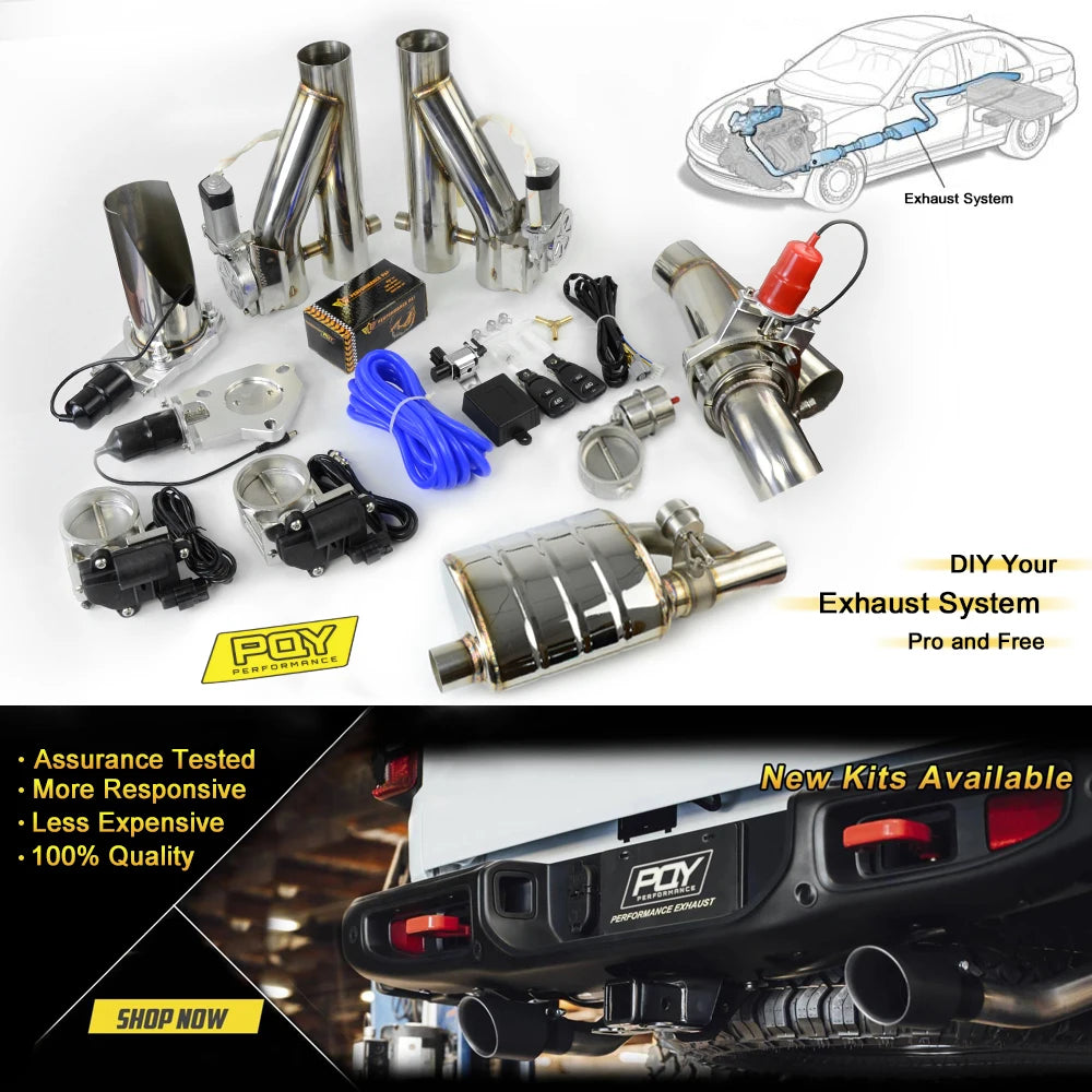 Stainless Steel 2.5" 3" 3.5" IN/OUT Tip On Single Exhaust Muffler Dump Valve Exhaust Cutout with Wireless Remote Controller Set