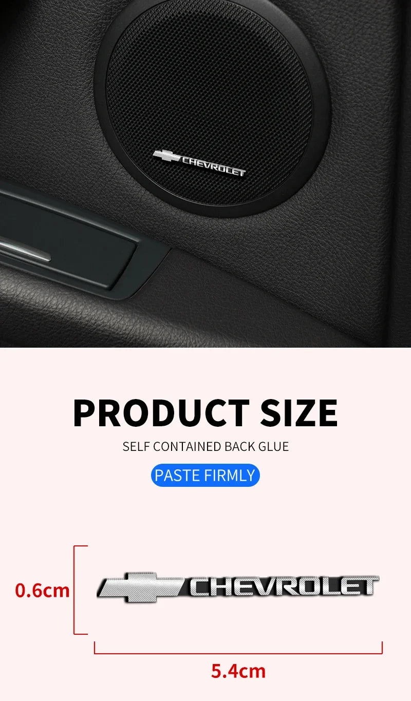 Chevrolet 3D Aluminum Sticker Decal Fit For Chevrolet Silverado Impala Malibu Equinox Cruze Camaro Blazer Spark Aveo TrailBlazer