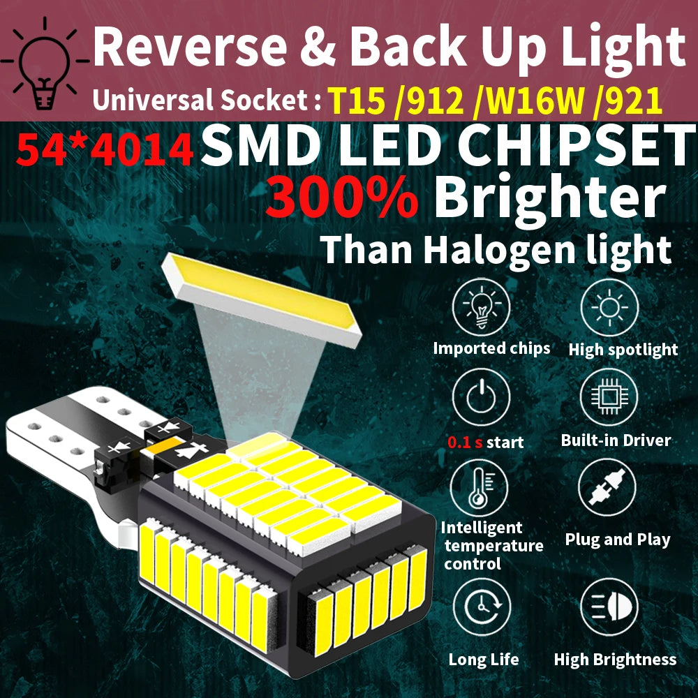 2x LED Reverse Light Blub Lamp W16W T15 Canbus For Toyota Rav4 Yaris Vitz Avalon Sienna Tacoma Highlander Sequoia Matrix 4Runner