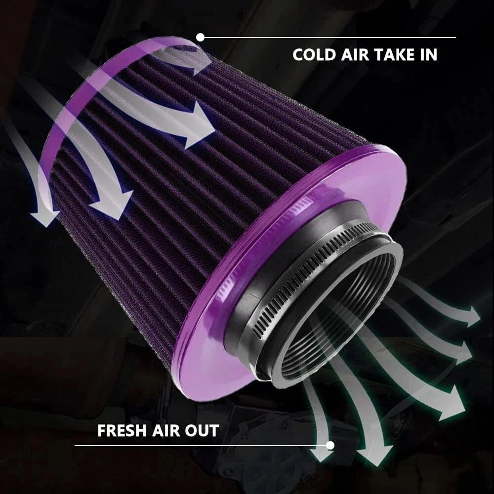 3 Inch Universal Car Air Filters High Flow Inlet Cold Air Intake Cone Replacement Dry Air Filter Mesh Cone Engine Protector